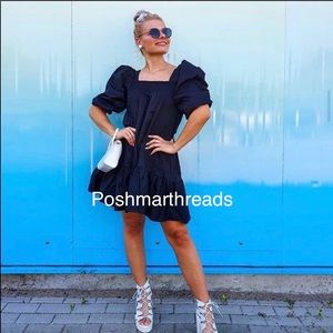 H&M poplin balloon sleeve mini dress